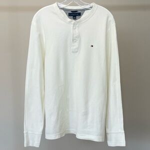 Men’s Tommy Hilfiger White Henley Long Sleeve Shirt